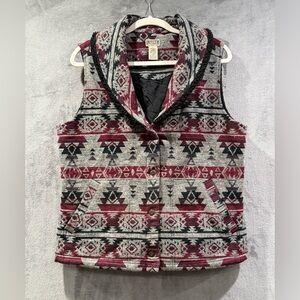 Duluth Trading Co Aztec Southwestern Quilted Lined Sherpa Collar Size L